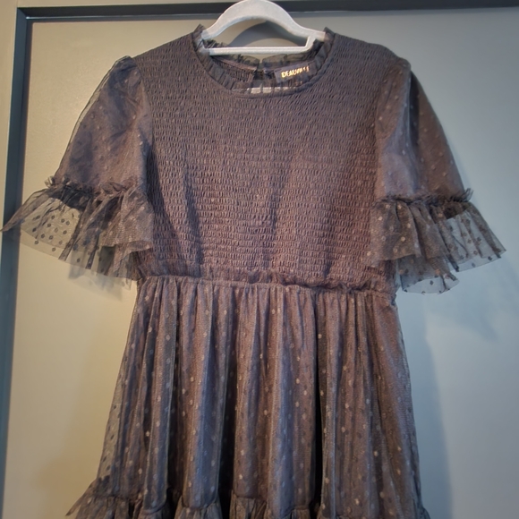 Elegant Gray Ruffled Dress - Picture 2 of 3